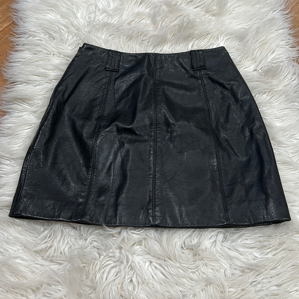 Leather mini skirt